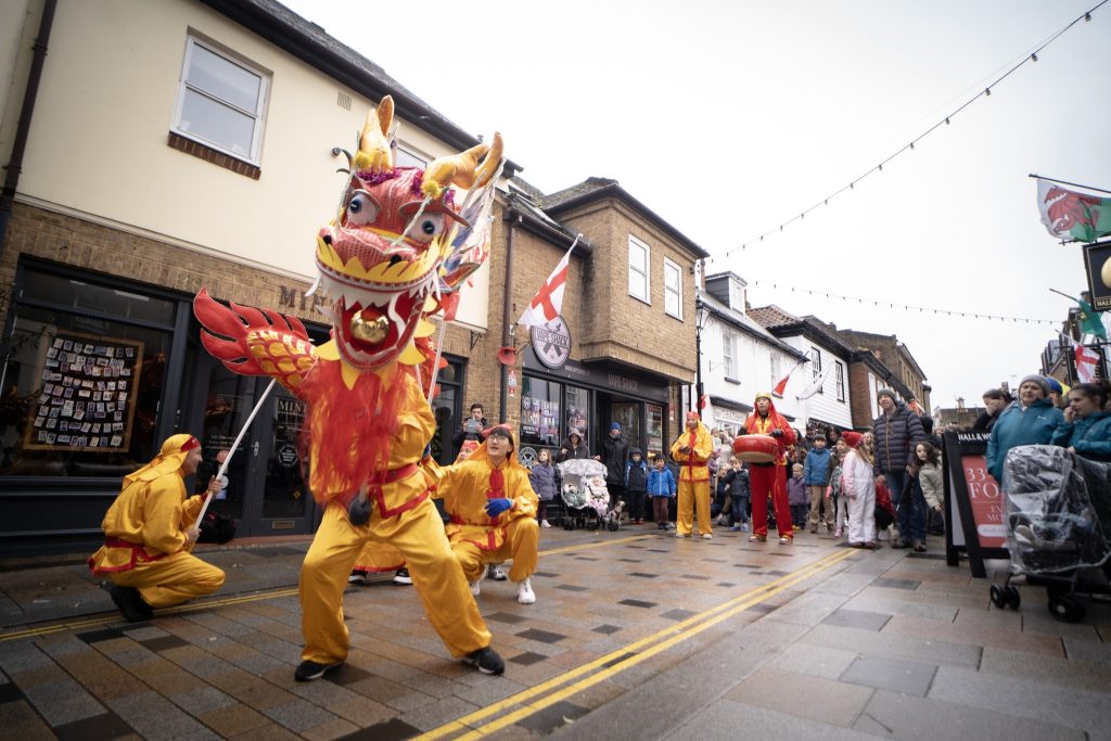 Dragon Dance Performers at a Parade in London